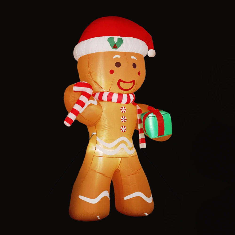 2.4M Inflatable Gingerbread Man – LED-Lit Christmas Decoration