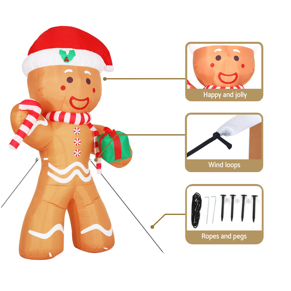 2.4M Inflatable Gingerbread Man – LED-Lit Christmas Decoration