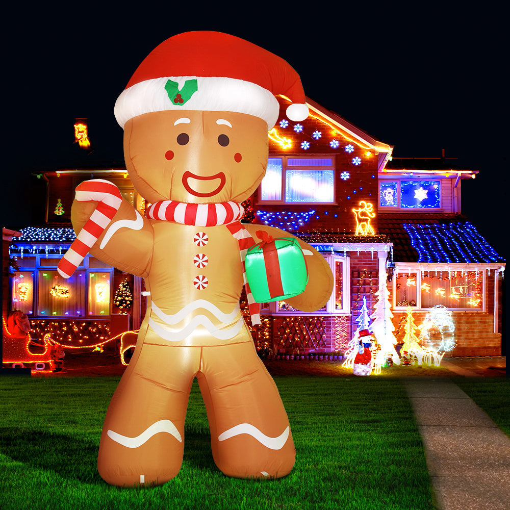 2.4M Inflatable Gingerbread Man – LED-Lit Christmas Decoration
