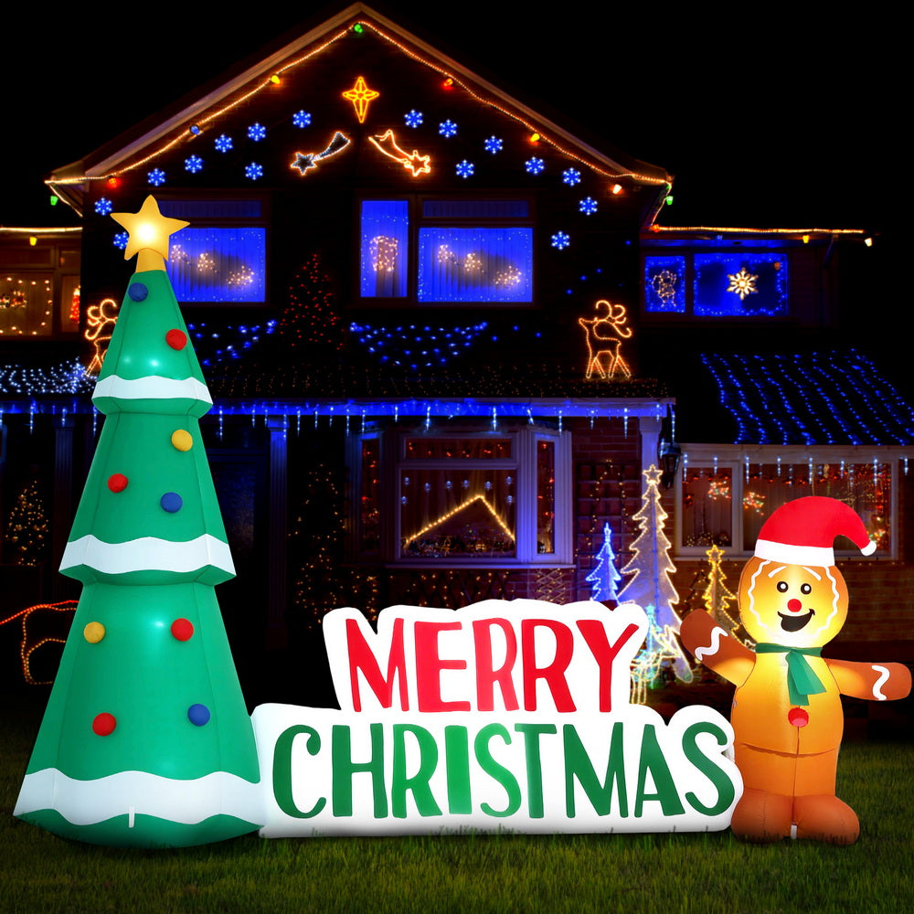 1.5M Inflatable Gingerbread Man – Festive LED Outdoor Decoration