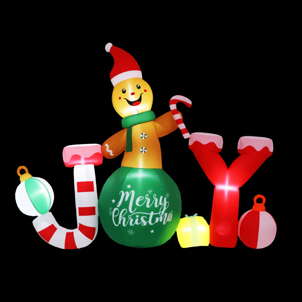 3M Inflatable Gingerbread JOY Christmas Decoration – LED Illuminated