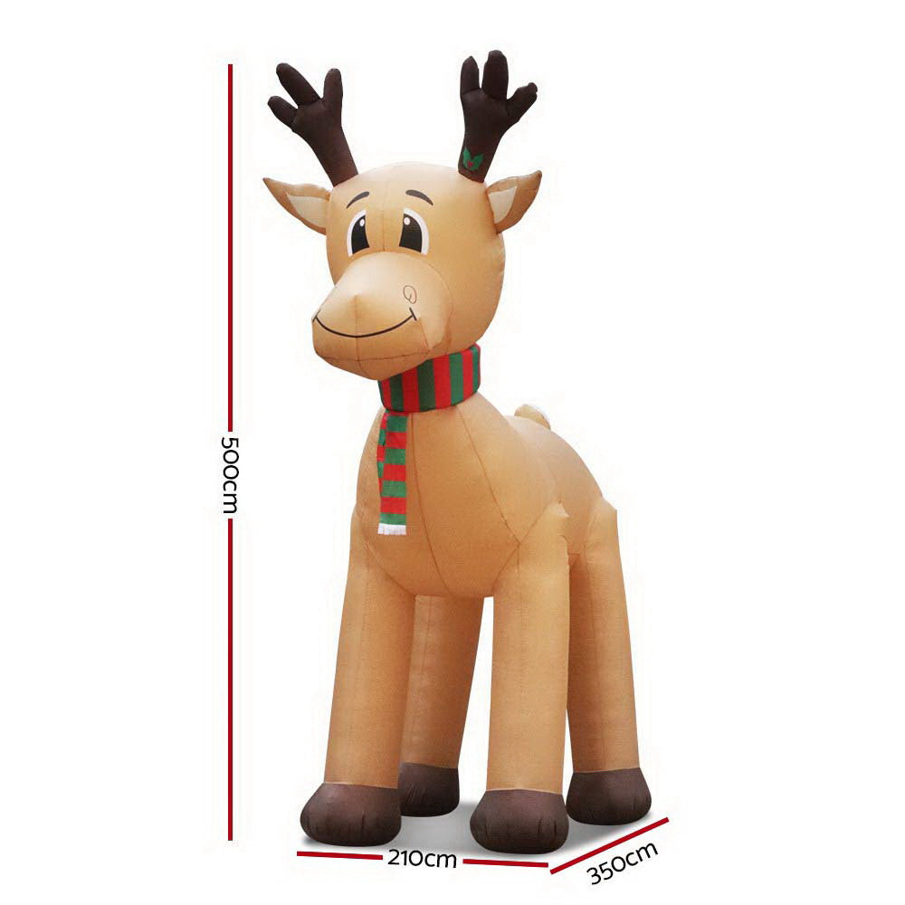 5M Giant Inflatable Reindeer – LED-Lit Christmas Decoration