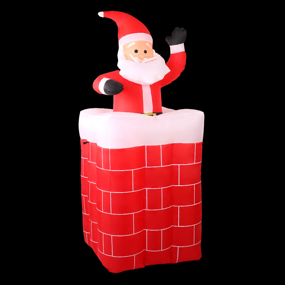 1.8M Inflatable Santa & Chimney – LED-Lit Christmas Decoration