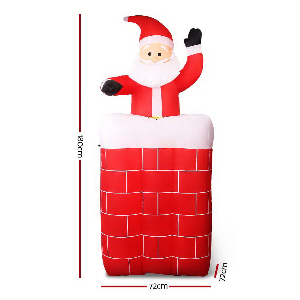 1.8M Inflatable Santa & Chimney – LED-Lit Christmas Decoration