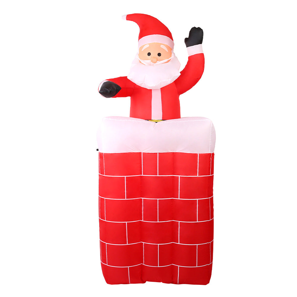 1.8M Inflatable Santa & Chimney – LED-Lit Christmas Decoration