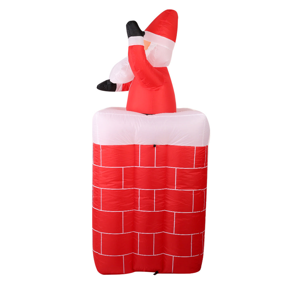 1.8M Inflatable Santa & Chimney – LED-Lit Christmas Decoration