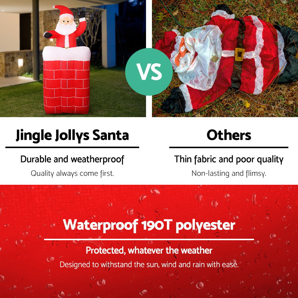 1.8M Inflatable Santa & Chimney – LED-Lit Christmas Decoration