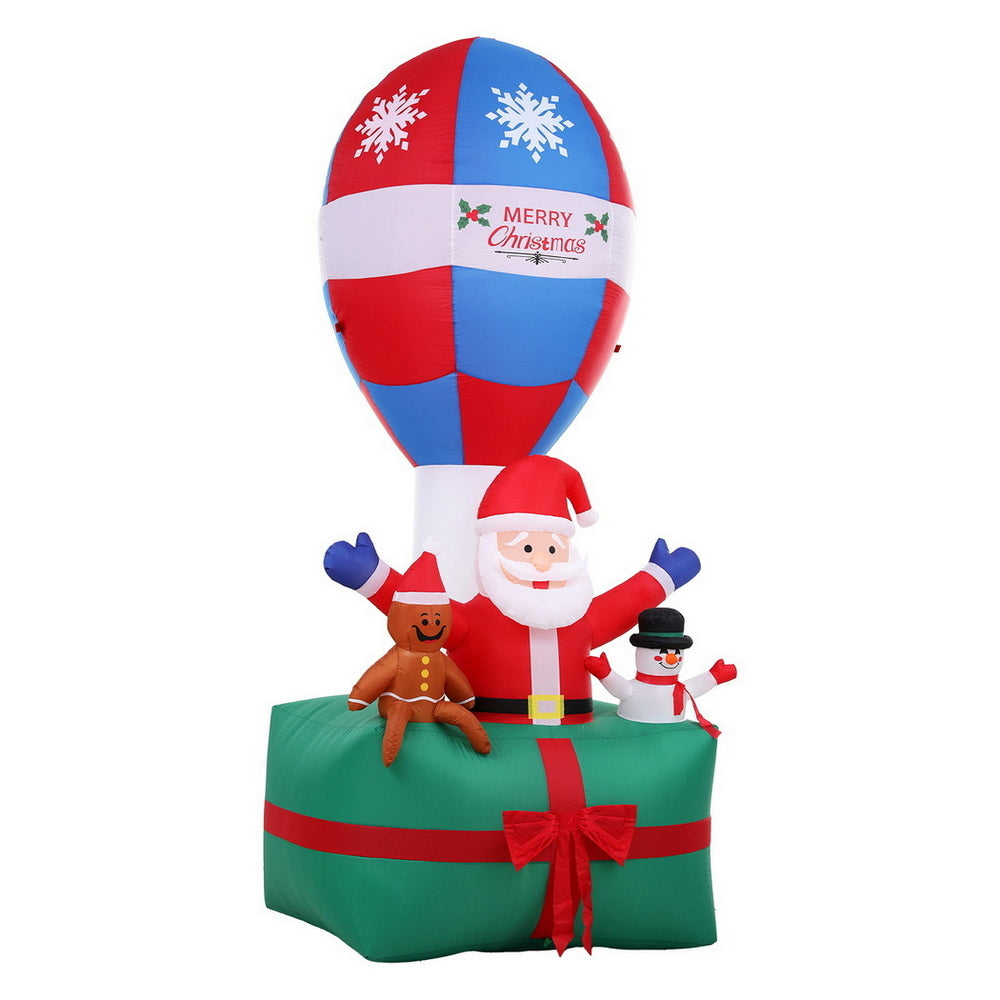 2.8M Inflatable Santa in Hot Air Balloon – LED Illuminated Christmas Decoration