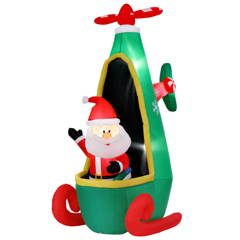2.55M Inflatable Santa in Helicopter – LED-Lit Christmas Decoration
