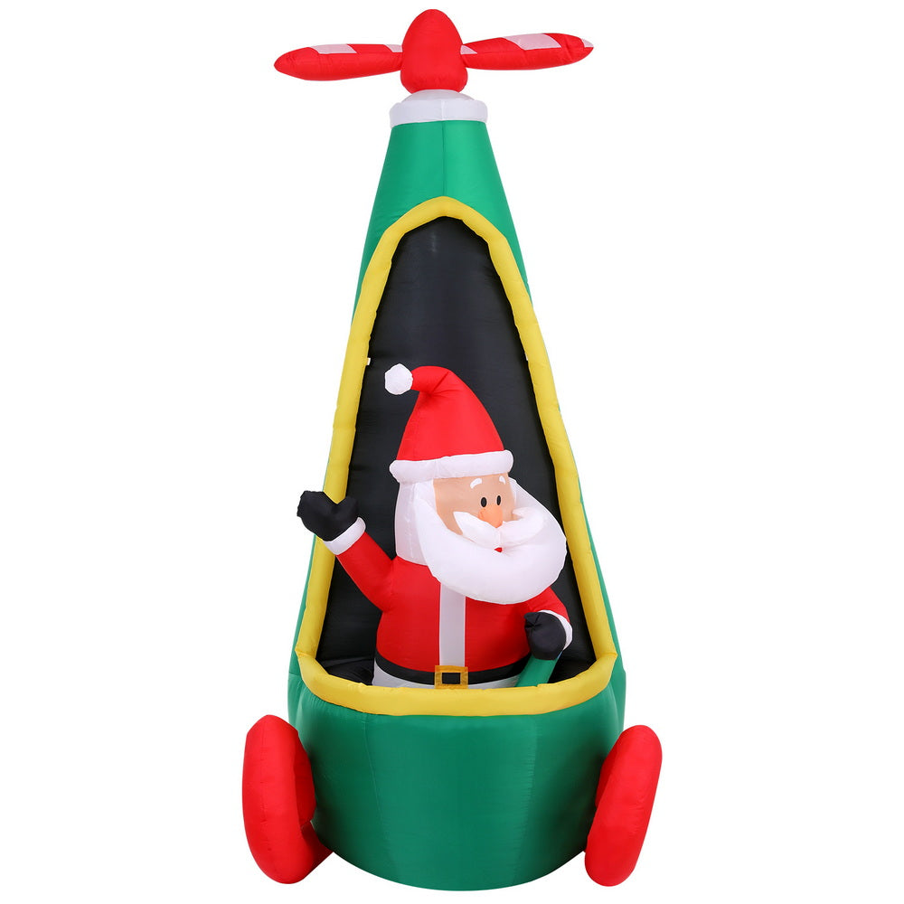 2.55M Inflatable Santa in Helicopter – LED-Lit Christmas Decoration