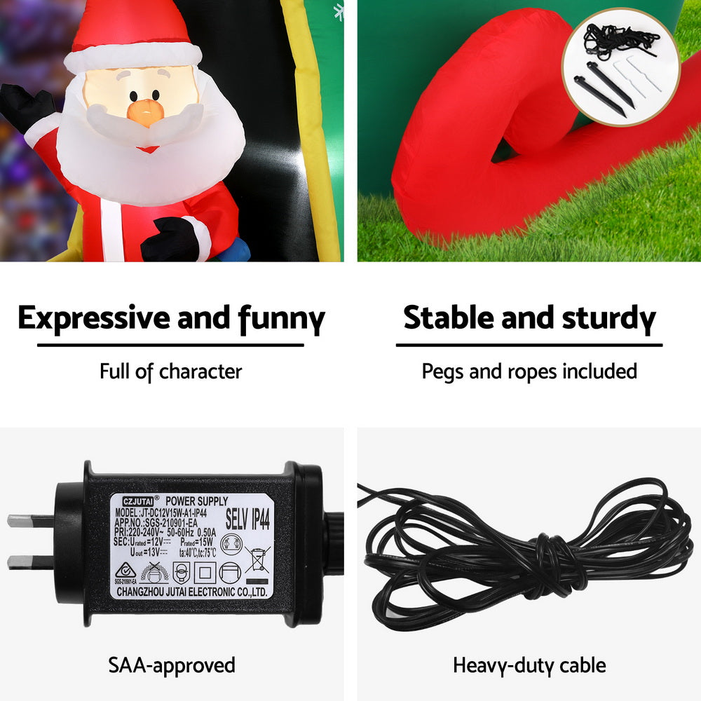 2.55M Inflatable Santa in Helicopter – LED-Lit Christmas Decoration