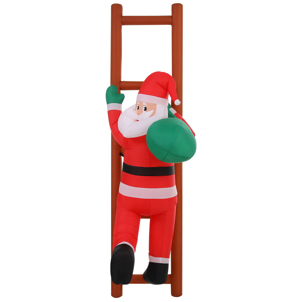 2.45M Inflatable Santa Climbing Ladder – LED-Lit Christmas Decoration