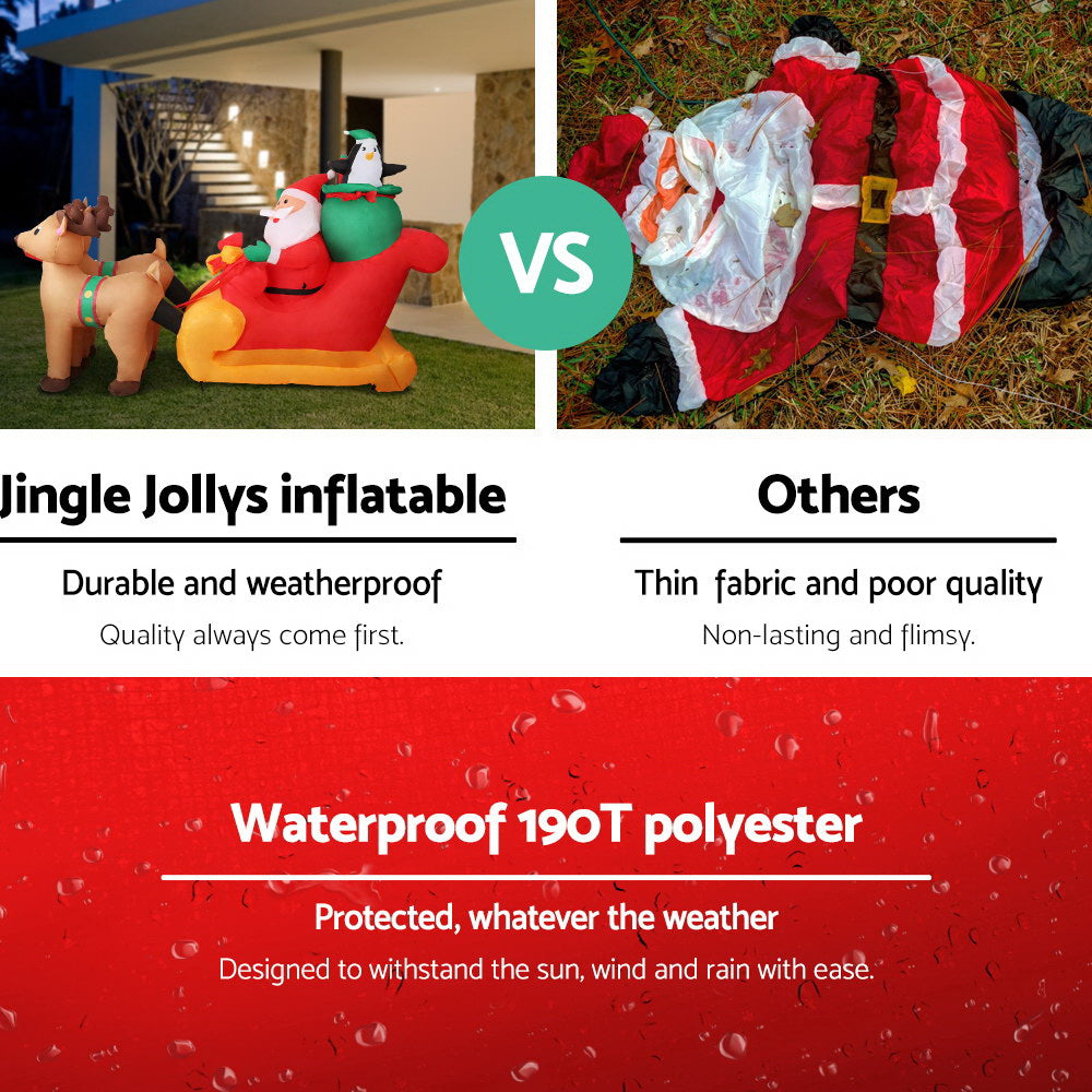 2.2M Inflatable Santa in Sleigh – LED-Lit Christmas Decoration