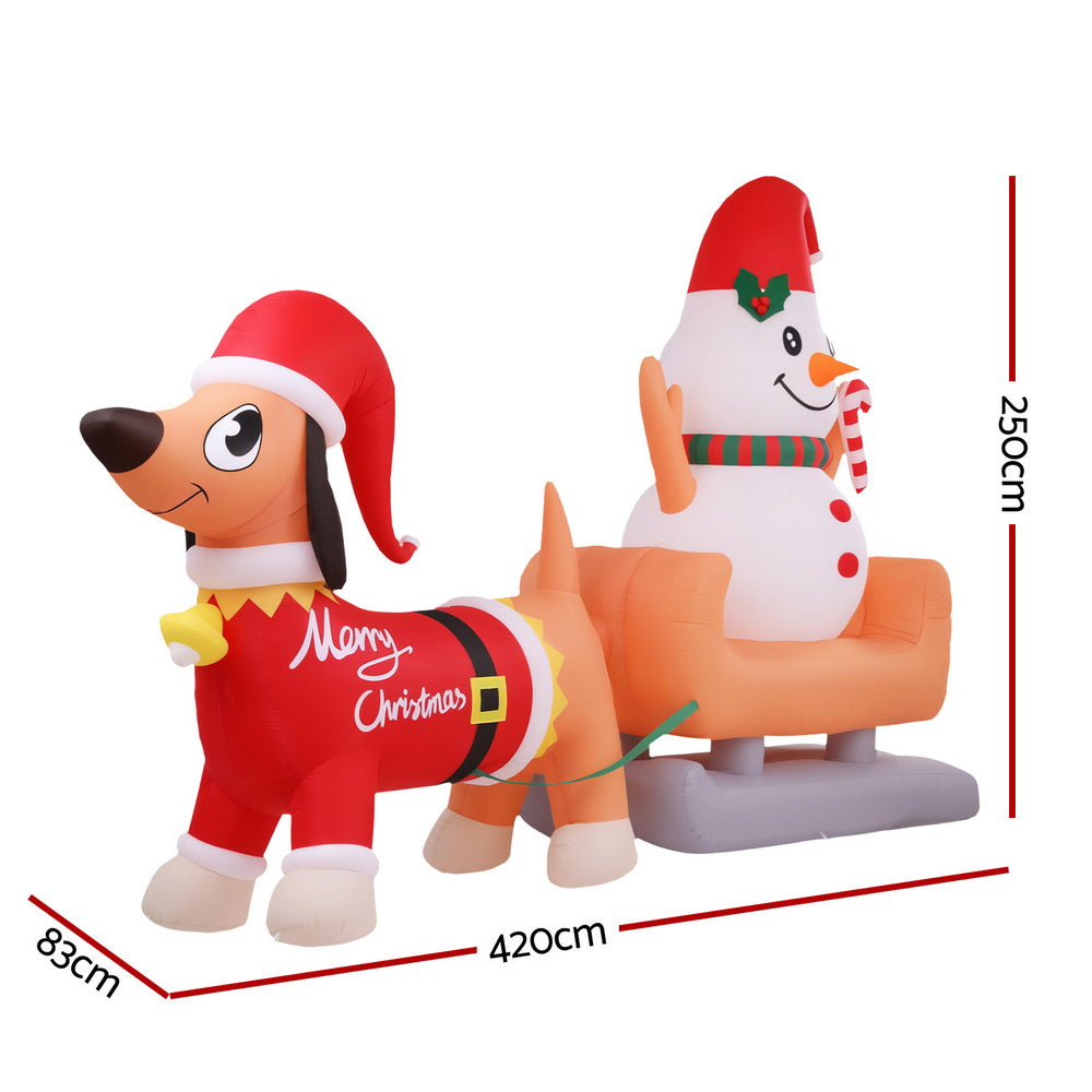 4.2M Inflatable Snowman & Dog Christmas Decoration – LED Illuminated