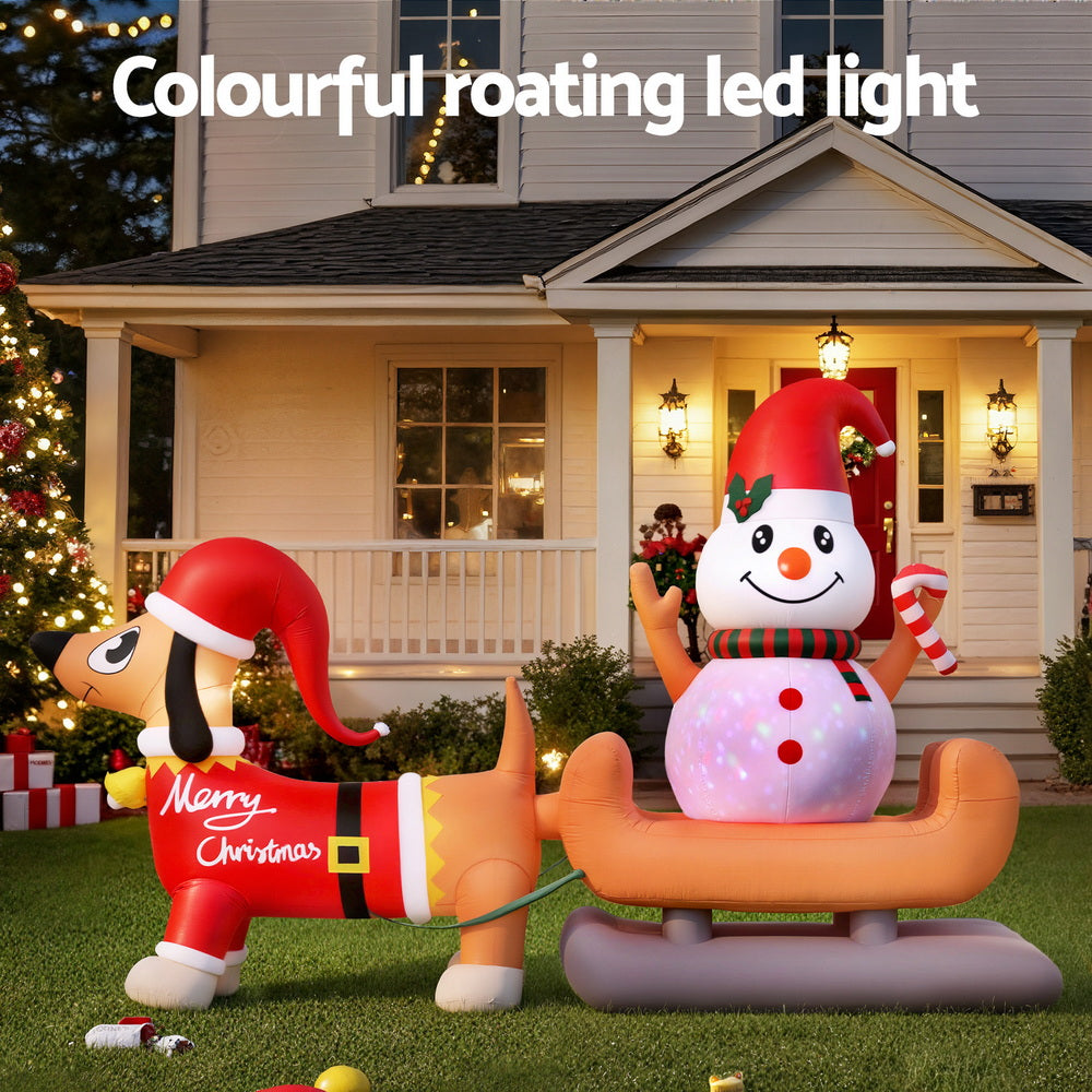 4.2M Inflatable Snowman & Dog Christmas Decoration – LED Illuminated