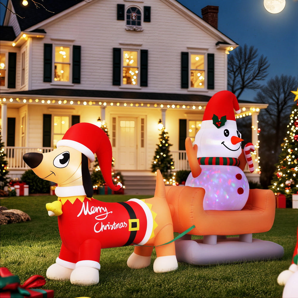 4.2M Inflatable Snowman & Dog Christmas Decoration – LED Illuminated