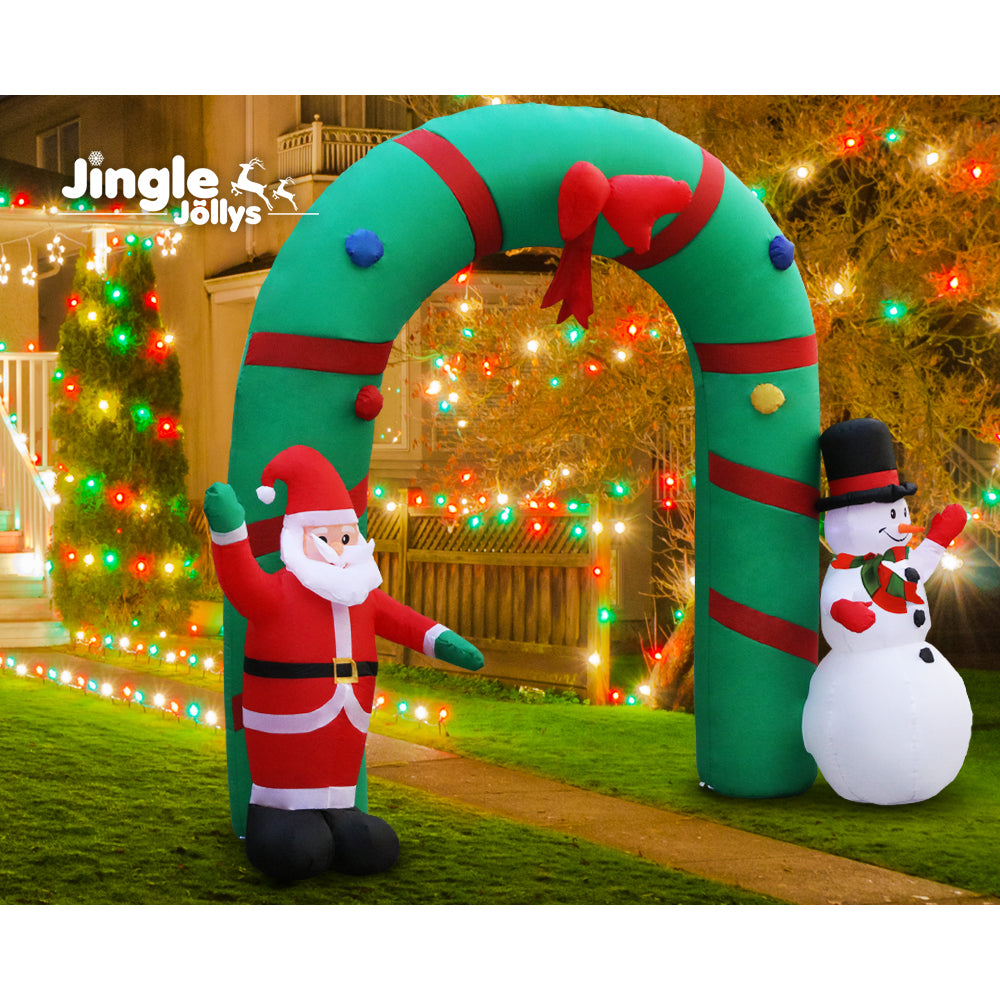 2.8M Inflatable Christmas Archway with Santa & Snowman – LED-Lit Outdoor Decoration
