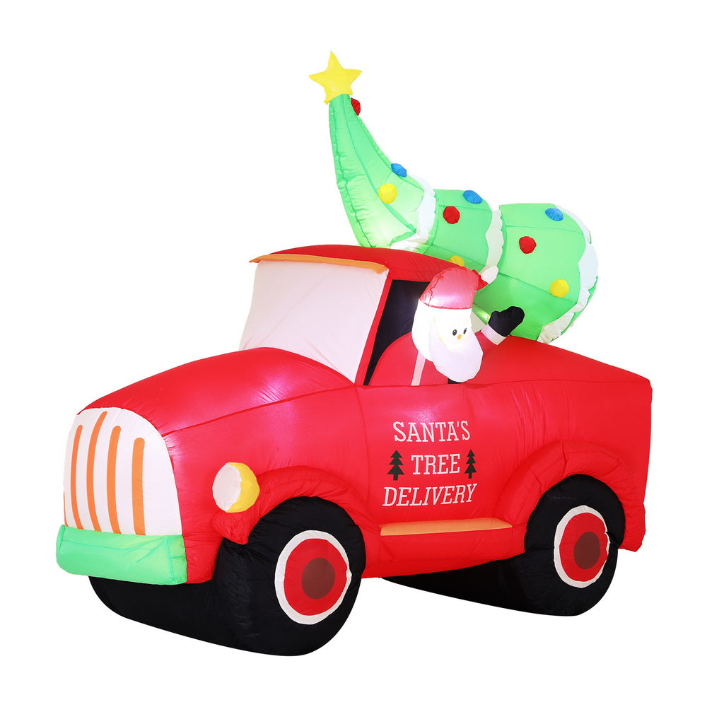 1.6M Inflatable Santa Truck – LED-Lit Christmas Decoration