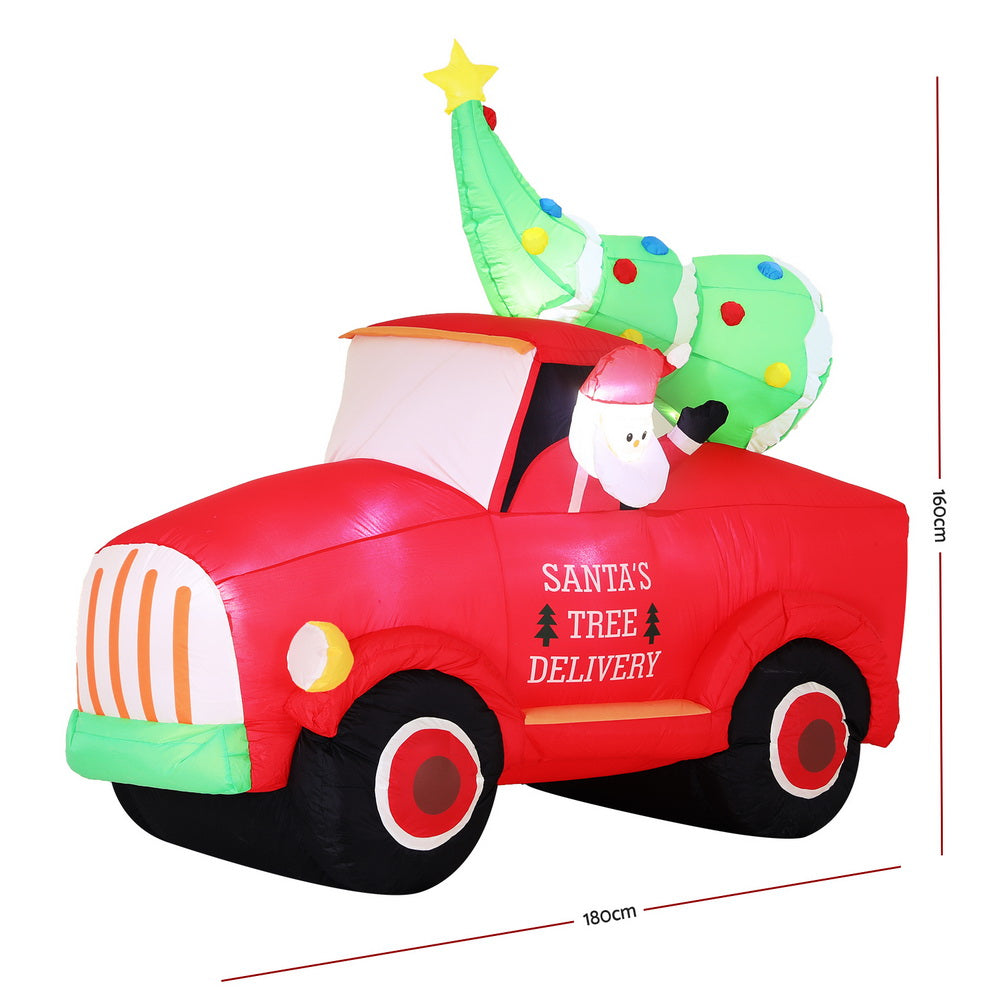 1.6M Inflatable Santa Truck – LED-Lit Christmas Decoration