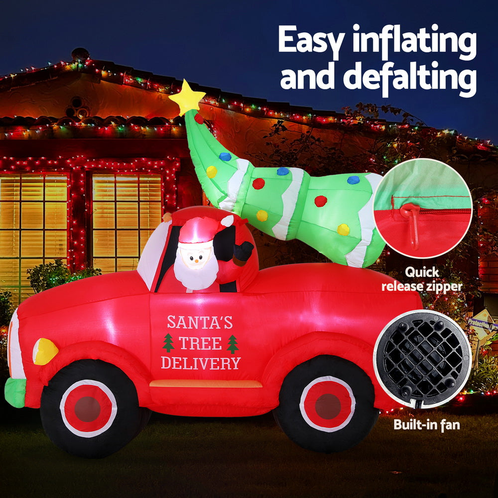 1.6M Inflatable Santa Truck – LED-Lit Christmas Decoration