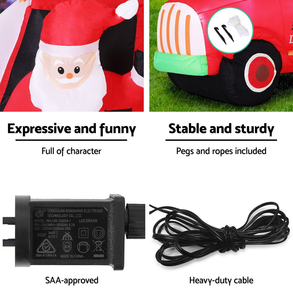 1.6M Inflatable Santa Truck – LED-Lit Christmas Decoration