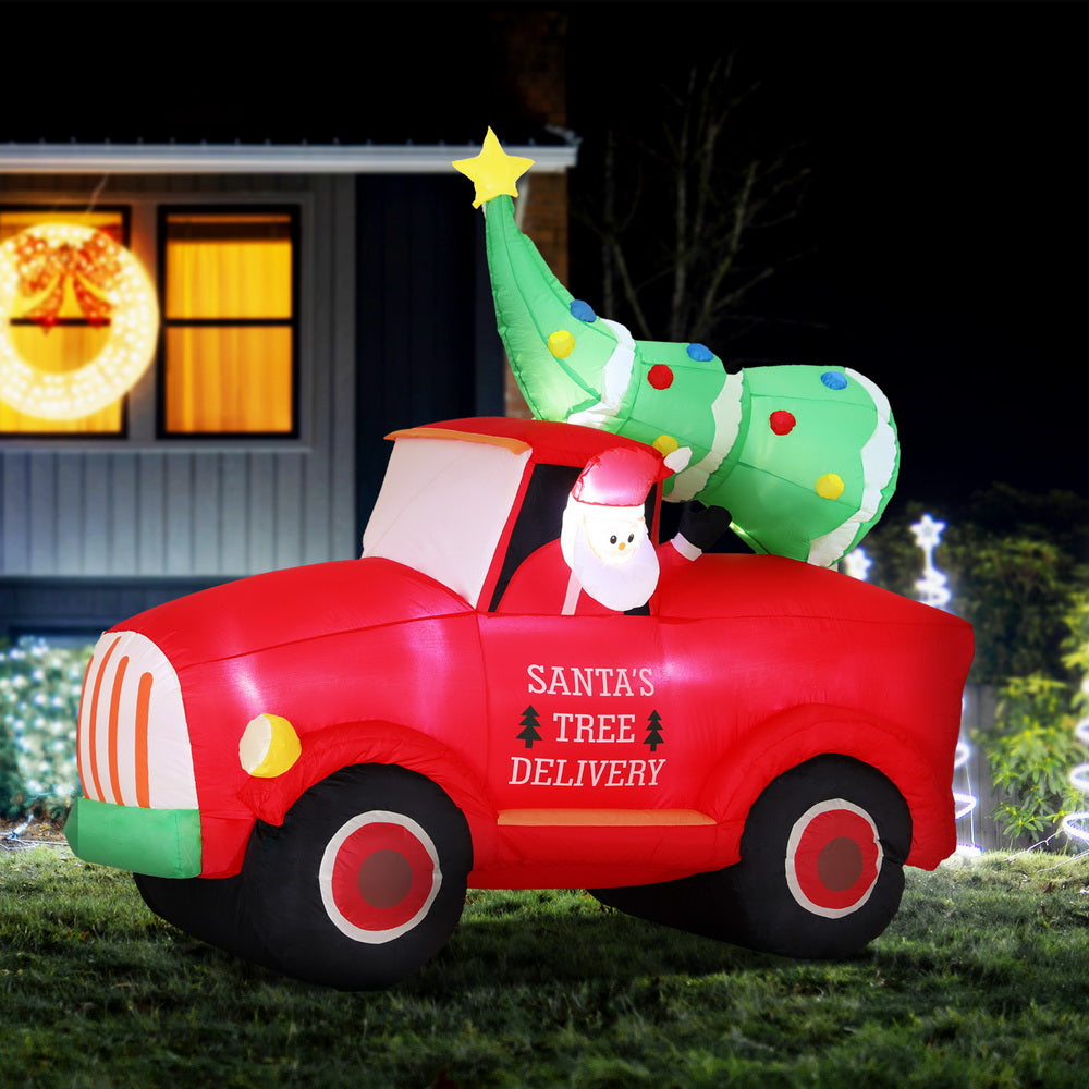 1.6M Inflatable Santa Truck – LED-Lit Christmas Decoration