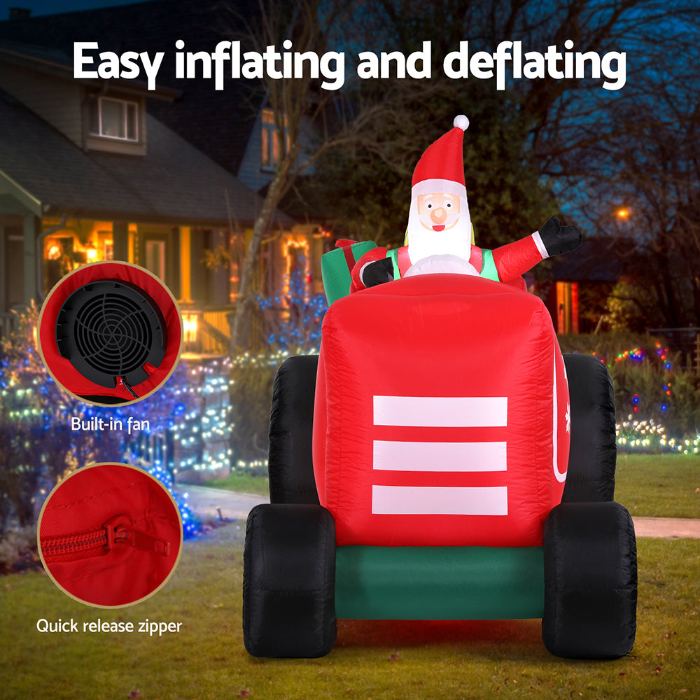 2.6M Inflatable Santa Truck – LED Illuminated Christmas Decoration
