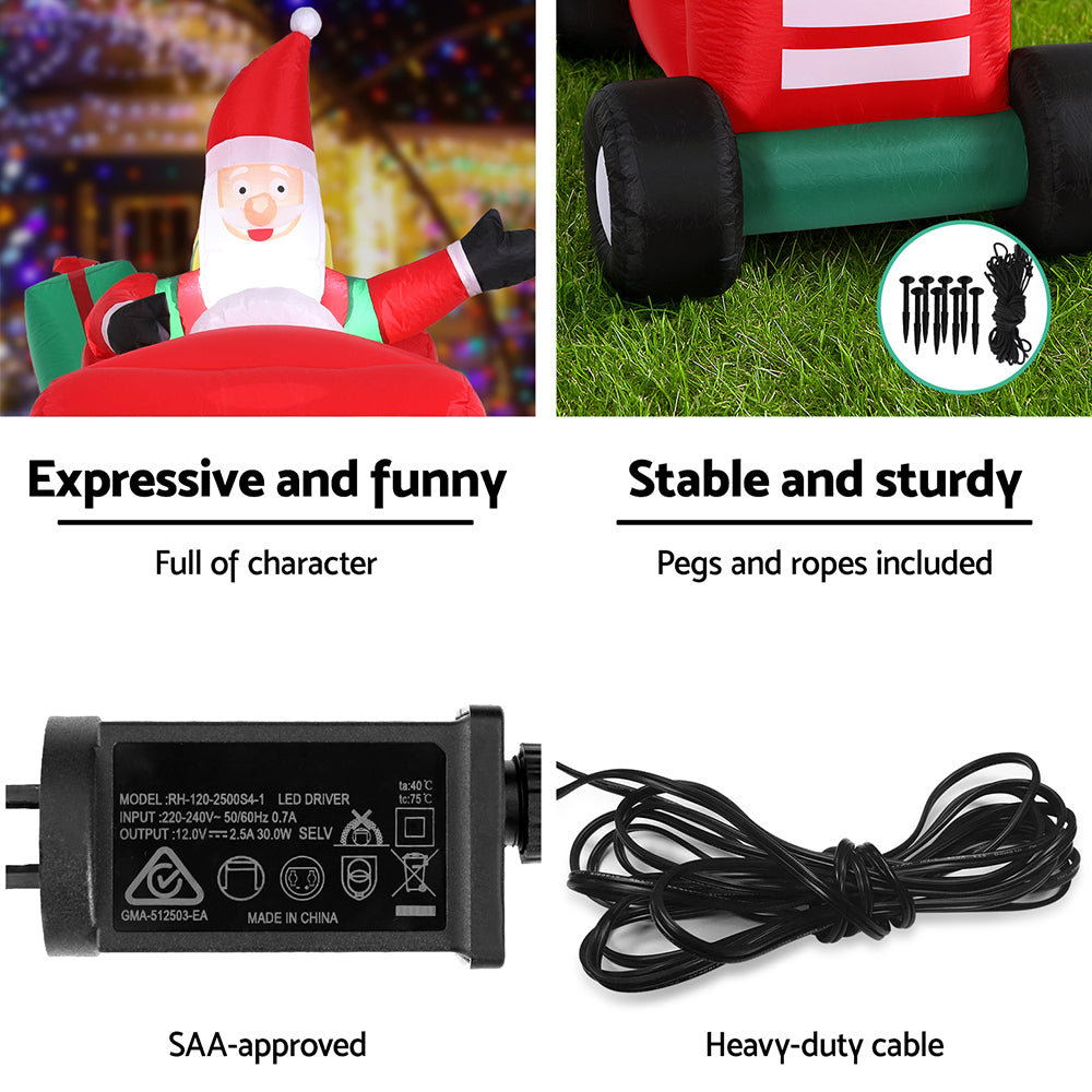2.6M Inflatable Santa Truck – LED Illuminated Christmas Decoration
