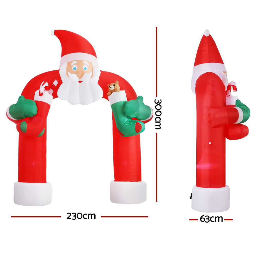 3M Inflatable Santa Archway – LED-Lit Christmas Decoration