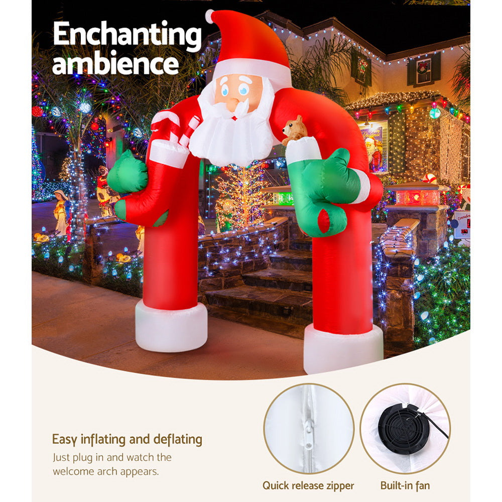 3M Inflatable Santa Archway – LED-Lit Christmas Decoration