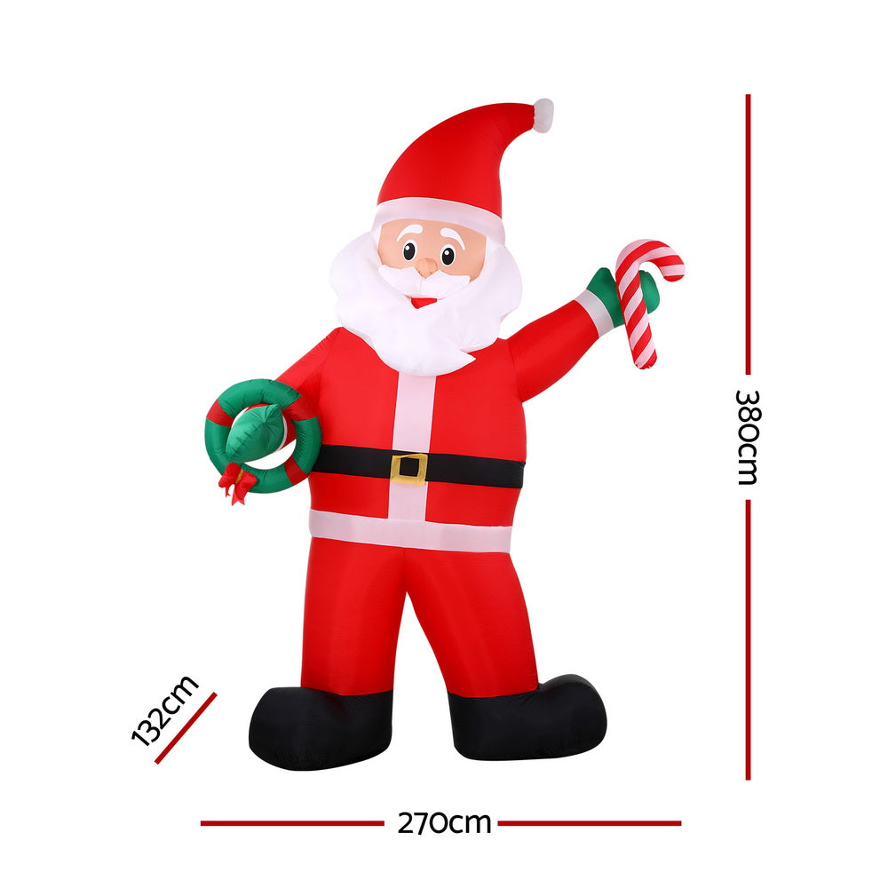 3.8M Inflatable Giant Santa – LED-Lit Christmas Decoration