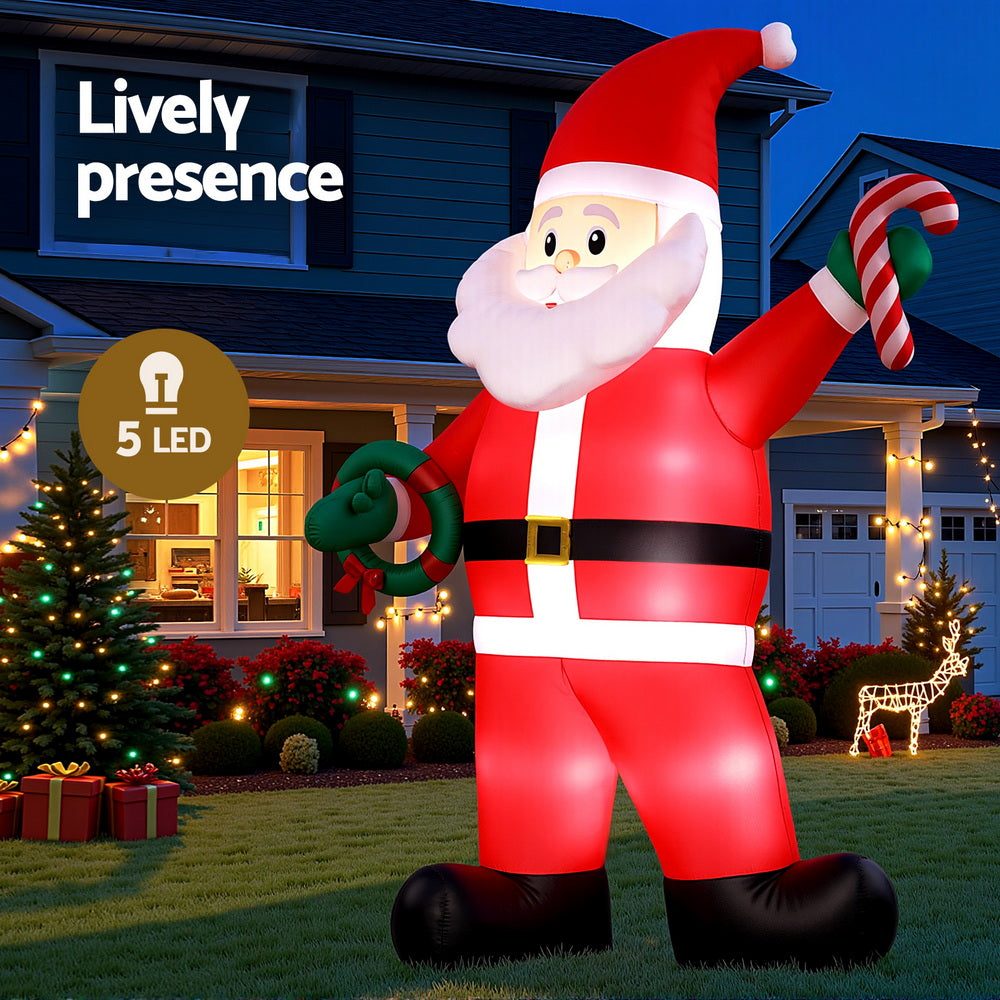 3.8M Inflatable Giant Santa – LED-Lit Christmas Decoration