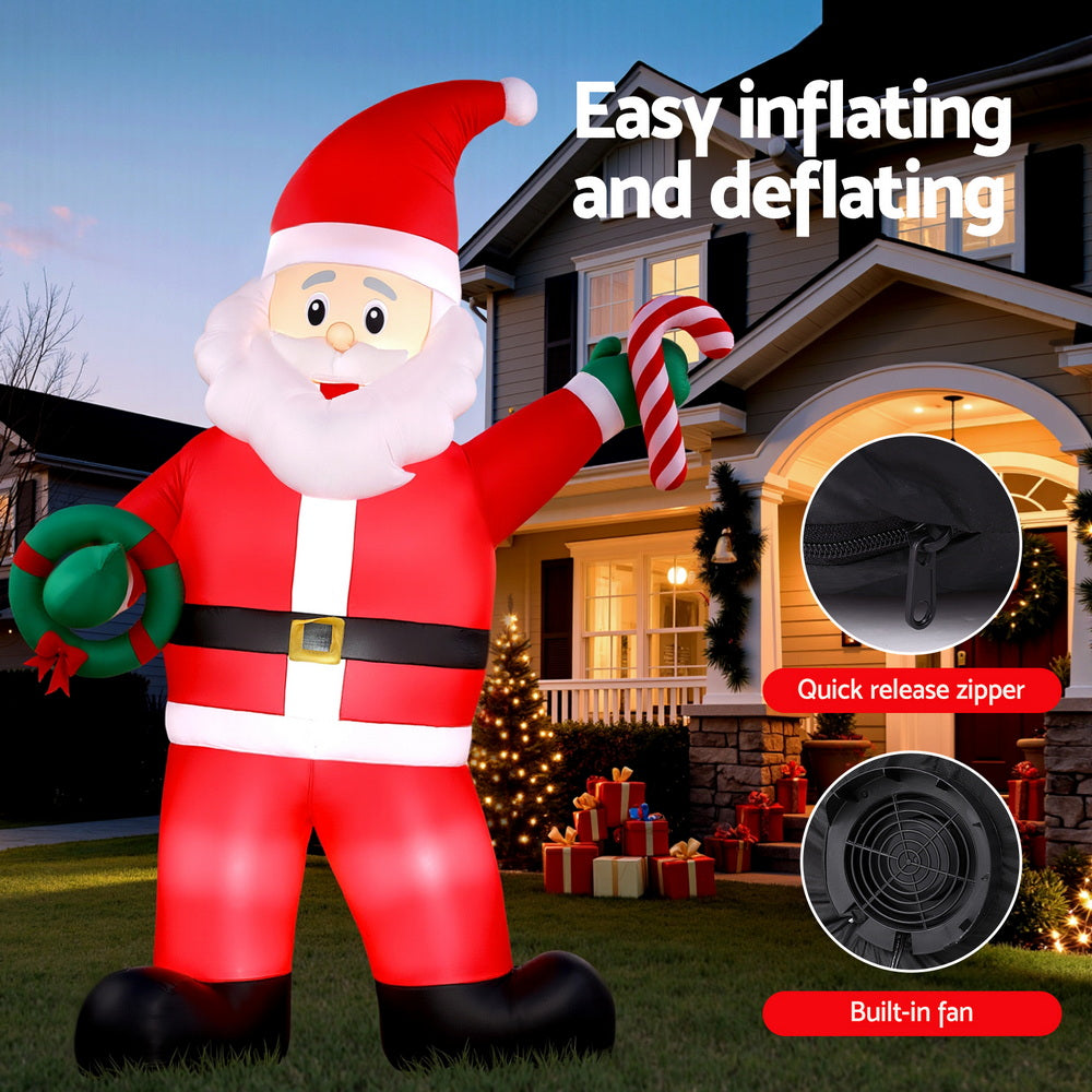 3.8M Inflatable Giant Santa – LED-Lit Christmas Decoration