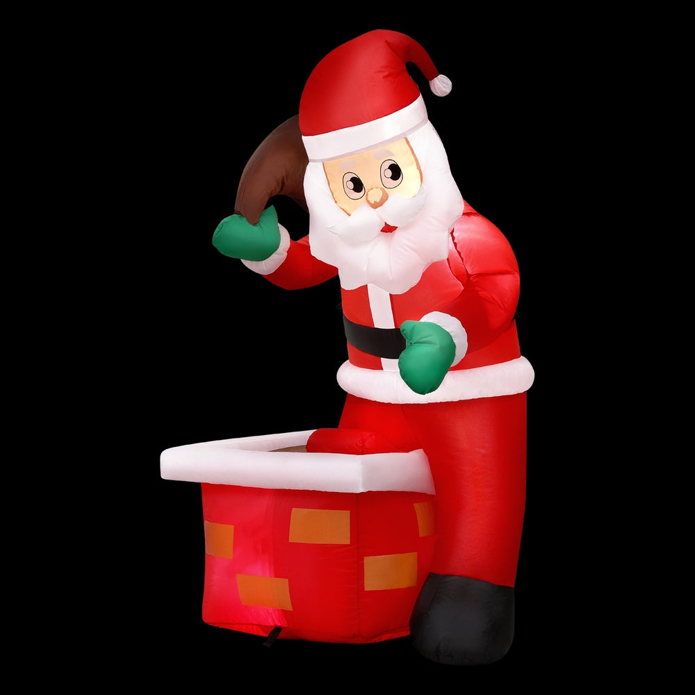 1.2M Inflatable Santa & Chimney – LED-Lit Christmas Decoration