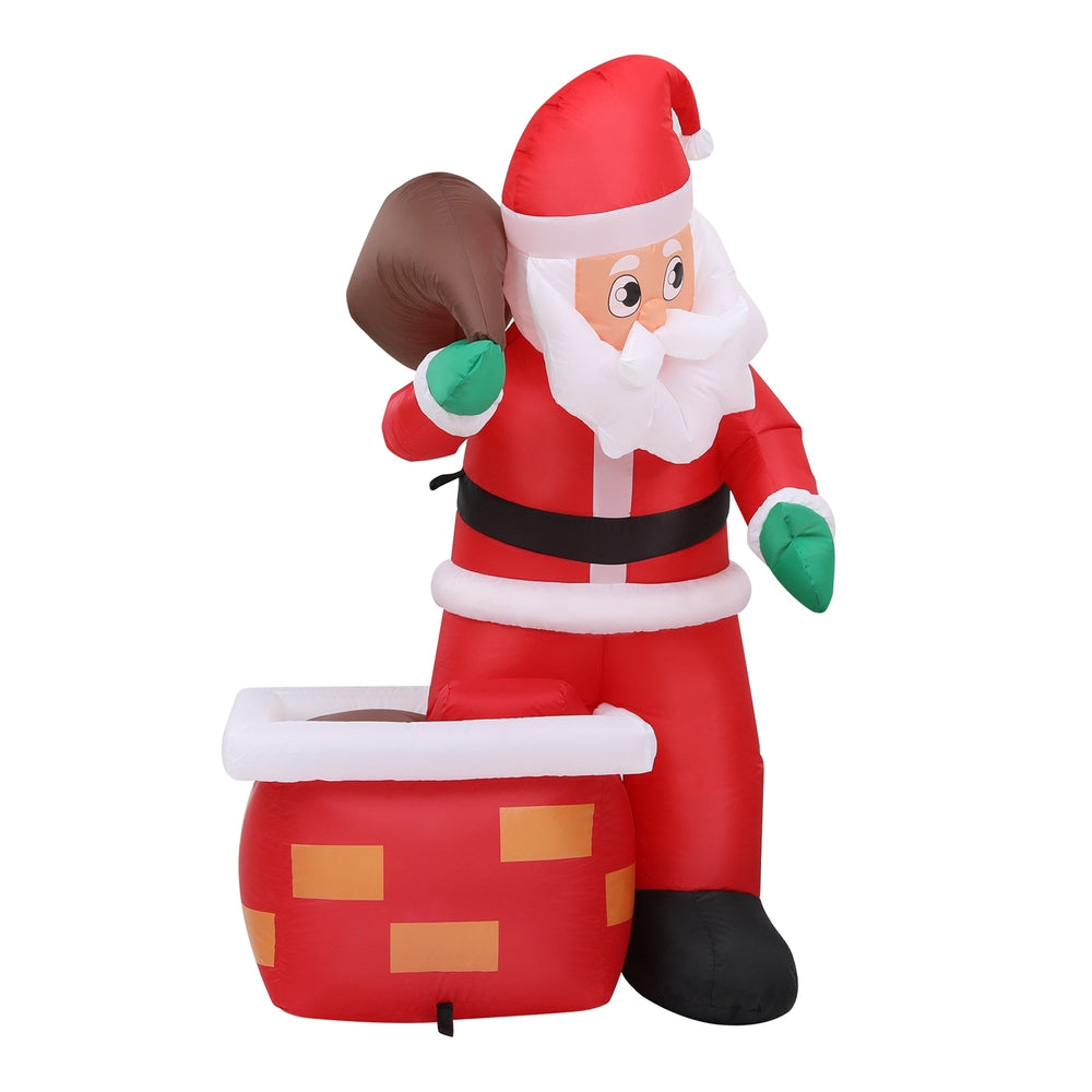 1.2M Inflatable Santa & Chimney – LED-Lit Christmas Decoration