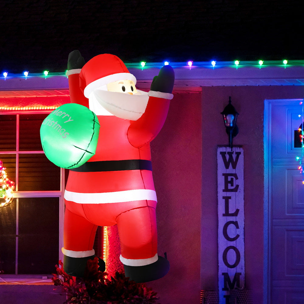 1.9M Inflatable Climbing Santa – LED Christmas Display