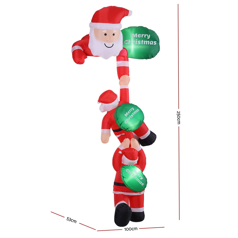 2.5M Inflatable Climbing Santa – LED-Lit Christmas Decoration