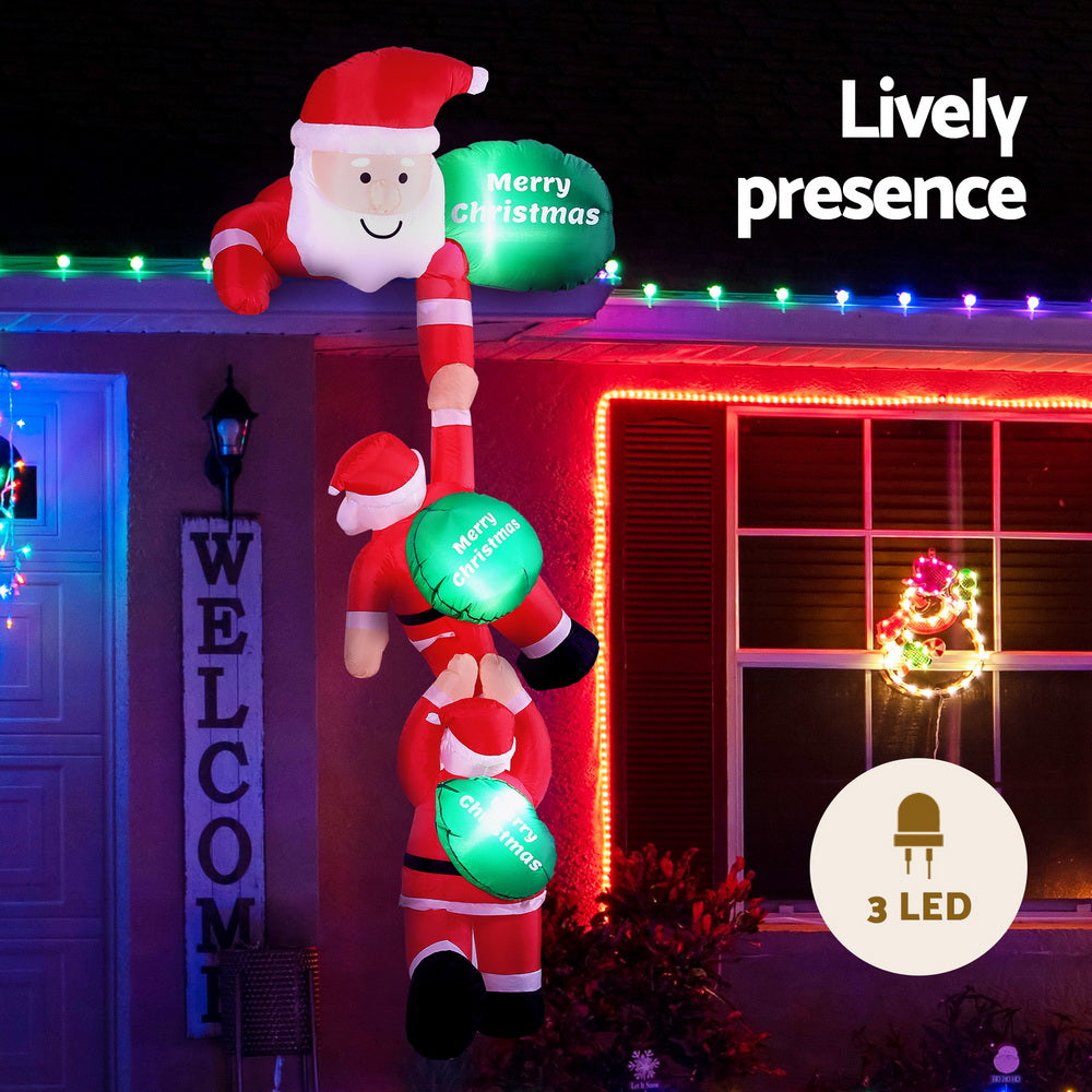 2.5M Inflatable Climbing Santa – LED-Lit Christmas Decoration
