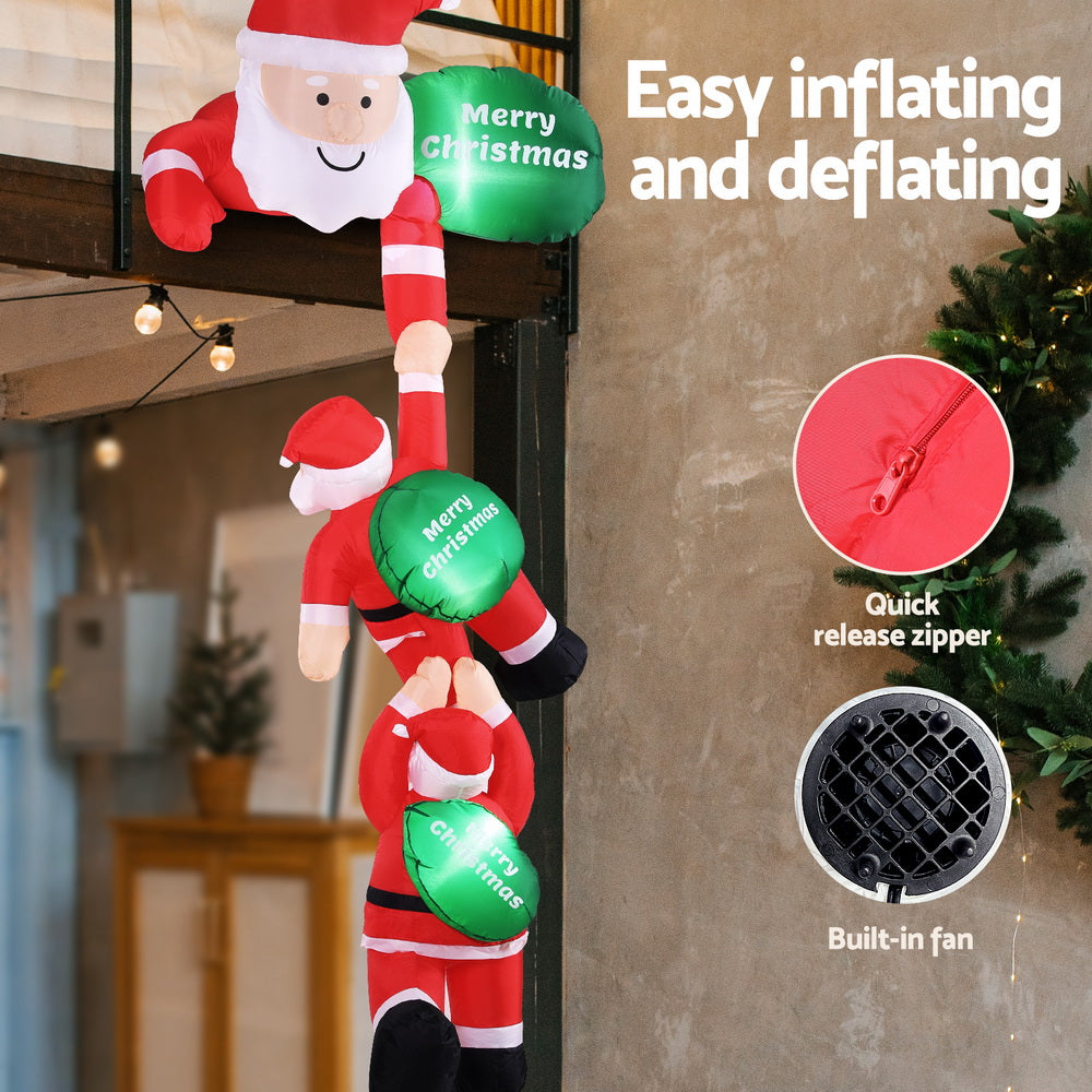 2.5M Inflatable Climbing Santa – LED-Lit Christmas Decoration