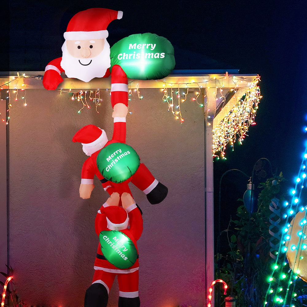 2.5M Inflatable Climbing Santa – LED-Lit Christmas Decoration