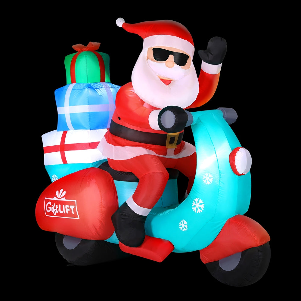 1.8M Inflatable Santa on Motorcycle – LED-Lit Christmas Decoration