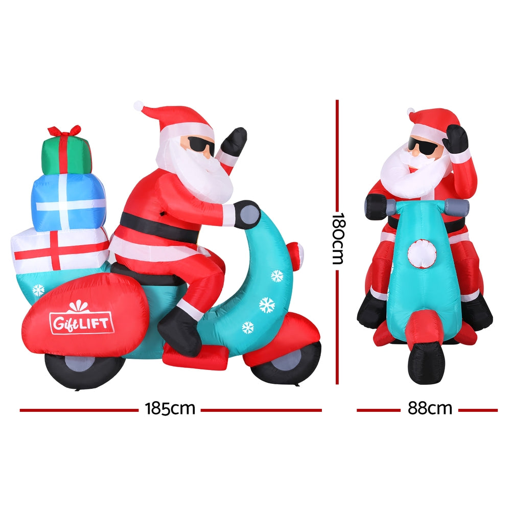 1.8M Inflatable Santa on Motorcycle – LED-Lit Christmas Decoration