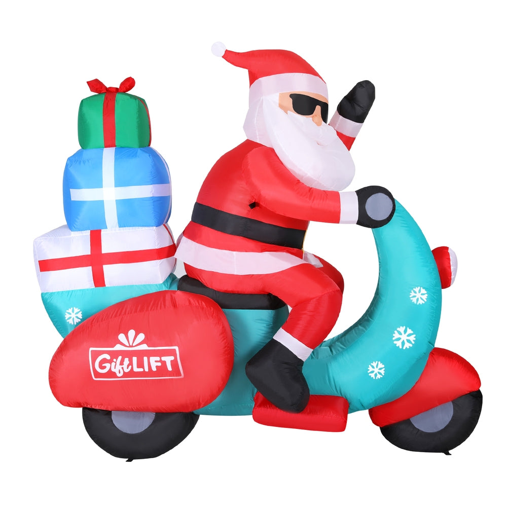 1.8M Inflatable Santa on Motorcycle – LED-Lit Christmas Decoration