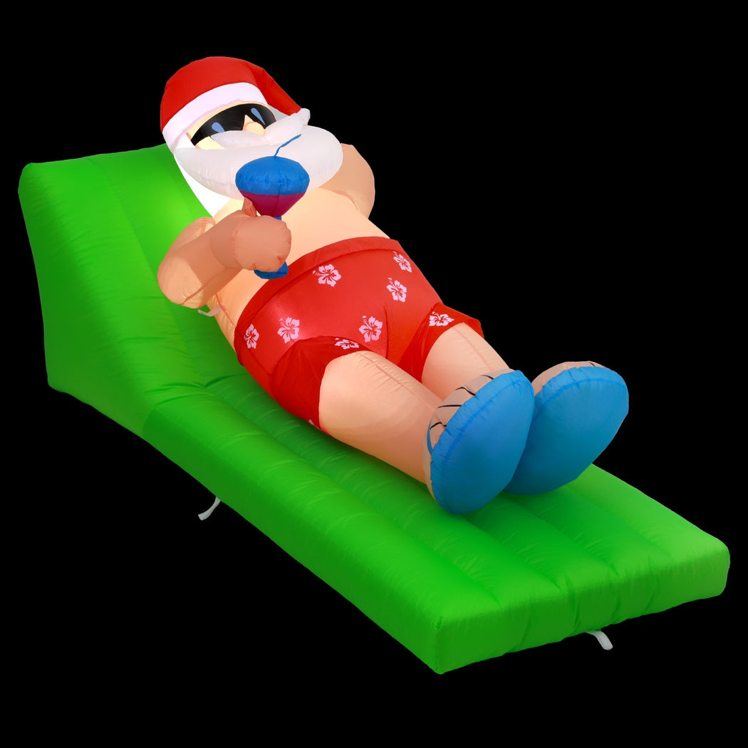 1.85M Inflatable Santa on the Beach – LED-Lit Christmas Decoration