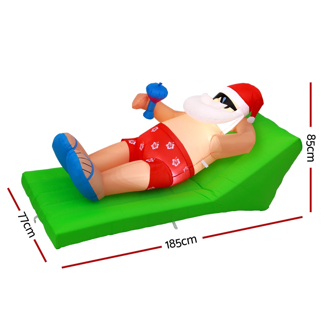 1.85M Inflatable Santa on the Beach – LED-Lit Christmas Decoration