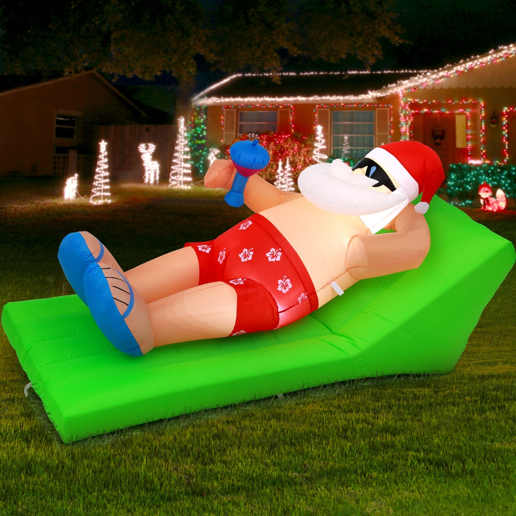 1.85M Inflatable Santa on the Beach – LED-Lit Christmas Decoration
