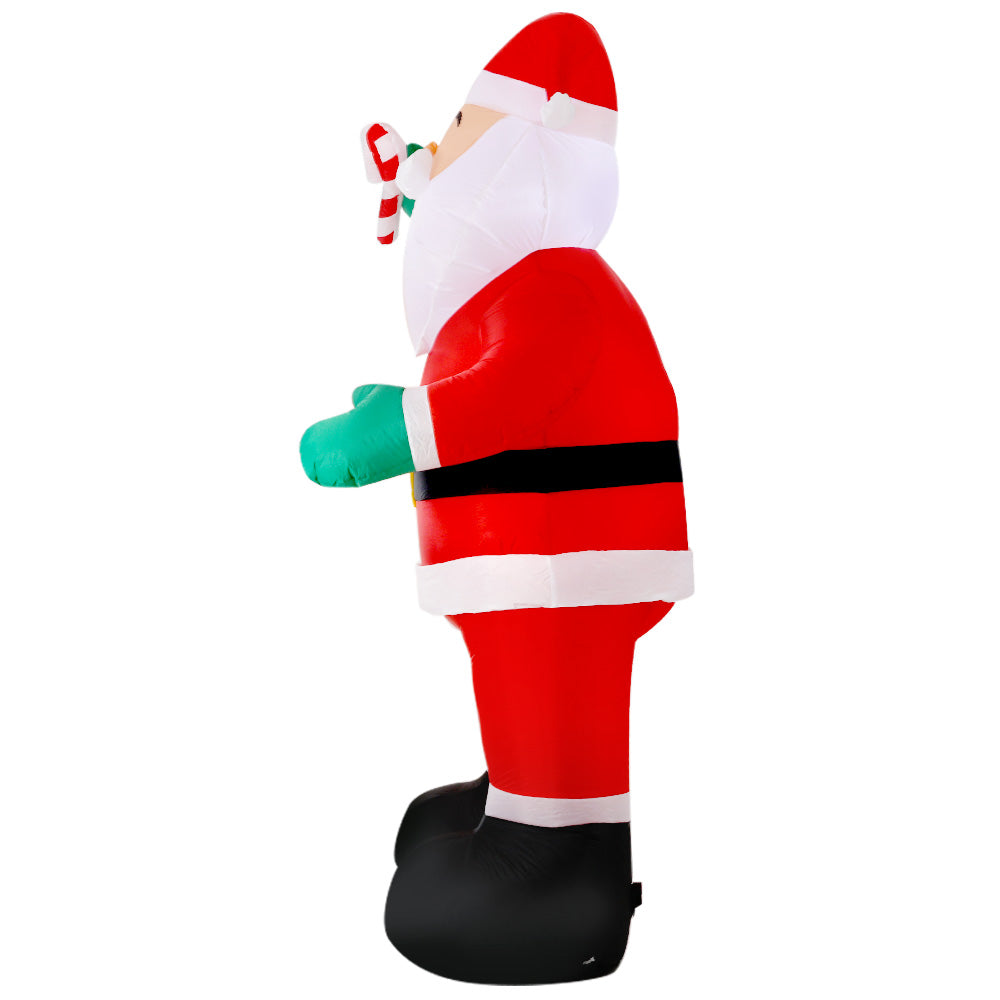 3M Inflatable Santa Holding Candy Cane – LED-Lit Christmas Decoration