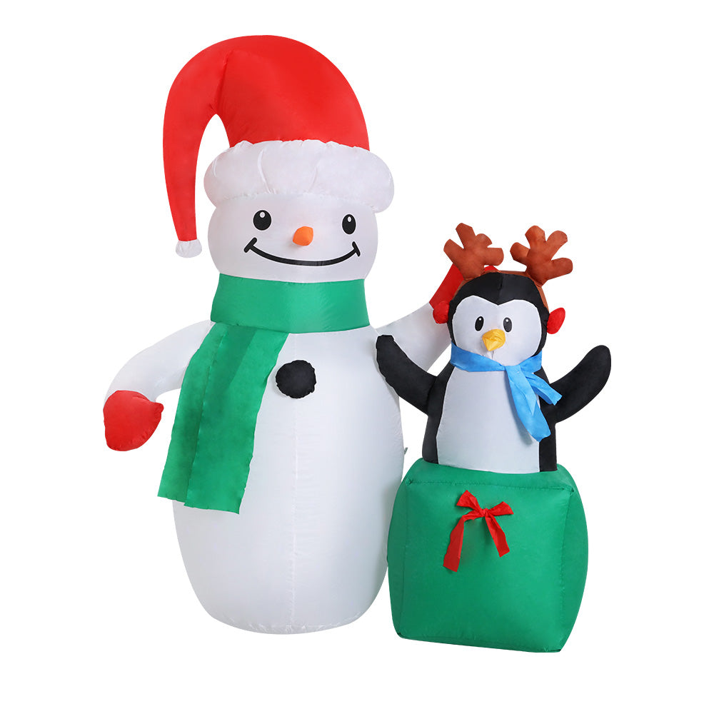 1.8M Inflatable Snowman – LED-Lit with Colourful Projection