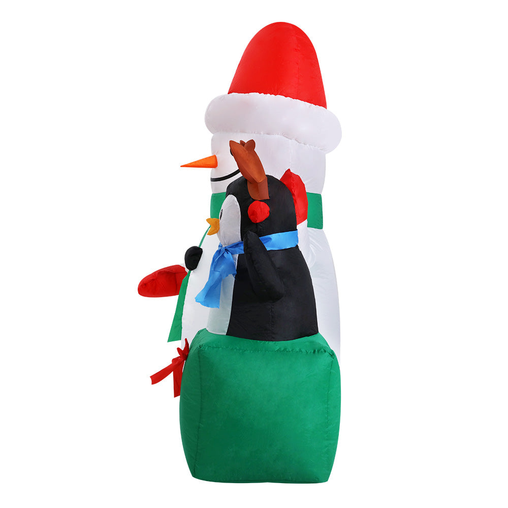 1.8M Inflatable Snowman – LED-Lit with Colourful Projection