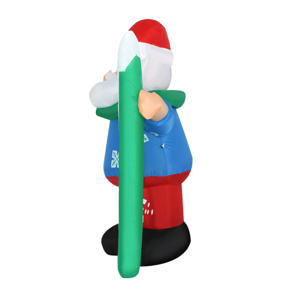 1.6M Inflatable Santa with Snowboard – LED-Lit Christmas Decoration